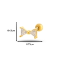 Golden bow-shaped cartilage stud earring with sparkling triangle zircons and spherical back - 2# Gold