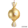 Matte gold candy hanging decoration with white dots and stripes, size 35x20cm - Gold Round