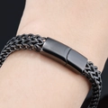 Bracciale da uomo intrecciato in acciaio inossidabile nero con chiusura magnetica al polso - Taglie forti / 8mm Canna di Fucile