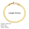 Golden stainless steel snake chain bracelet with 14K gold plating and lobster clasp - Flat Snake Chain Length 16.5cm