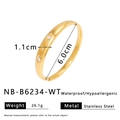 Brazalete de acero inoxidable chapado en oro 18K con estrellas y circonita, impermeable - Blanco (NB-B6234-WT)