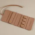 Portable brown microfiber jewelry roll bag for earrings rings necklaces and watches - Dark Pink