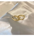 Orecchini a cerchio dorati in stile francese minimalista su elegante tessuto di seta - C429-Oro / Oro