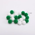 Green and white 1.5cm plush pom-poms for DIY Christmas apple bouquet gift packaging - 1.5cm Christmas Pom Poms [Green+White] 20pcs