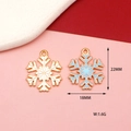 Detail of 22x18mm gold snowflake alloy charms with blue and white enamel for DIY jewelry - Blue Snowflake Style