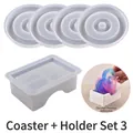 5-piece silicone mold set for 4 round coasters and 1 rectangular storage box - Ring Coaster Set 03