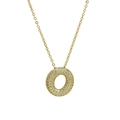 18k gold plated brass necklace featuring a chubby bubble letter O pendant with CZ stones - Letter O Necklace