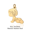 Détail du pendentif bébé rampant doré 16x24mm en acier inoxydable avec finition polie - Pendentif Bébé Rampant (Pendant Only) (JA357-2) / 5 Pièces / Or