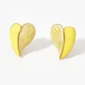 Gelbe und perlweiße Herzohrringe mit Goldbeschichtung und Emaille-Verarbeitung - 14K Gold / Cremegelb (KDE839)