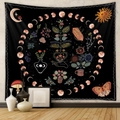 Bohemian black tapestry with sun moon phases and mystical plants for wall decoration - 73x95CM Short Plush / GT1019-13 (Astrological Hand Mystical)