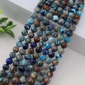 Perles de pierre empereur bleues et brunes pour bracelets et colliers DIY - Pierre d'Empereur Double Bleu 2
