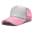 Pink and white mesh trucker hat baseball cap with foam front and adjustable snapback closure - One Size(56-58cm) / Regular White+Pink Patchwork