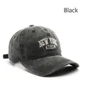 Gewaschene dunkelgraue Baseballkappe mit weißem New York 1625 Stickerei und Schirm - Schwarz