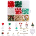 Christmas DIY jewelry kit with red and green beads, holiday charms, and tools in a box - 8mm Christmas Glass Bead Style (BDH305)
