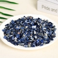 Polished irregular blue sodalite natural stone chips in a decorative white tray - Blue Veneer (7-9mm) 100g
