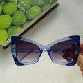 Chic cat eye blue light blocking glasses with transparent blue leopard print frames - Transparent Blue Double Gray Lens