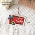 Red Happy Holidays metal sign ornament with green gift box and rustic hanging twine - Gift Style 6