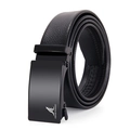 Heren zwarte zakelijke riem met automatische gesp, kangoeroelogo en lychee leerstructuur - Automatic Buckle / Kangoeroe Logo Zwart