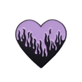 Melting heart enamel pin featuring a purple and black dripping design with black metal edges - Melting Purple