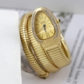 Elegant gold snake wrap watch with crystal-bezel water-drop dial and tubogas band - Gold
