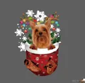 Weihnachtssocken-Anhänger mit niedlichem Yorkshire Terrier und festlichem Rentiergeweih - Yorkie Typ 3