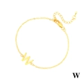 18K gold plated chain bracelet featuring a polished minimalist letter W pendant charm - Letter W