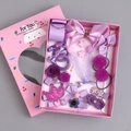 Purple girls hair accessories gift set including butterfly clips and pompom hair ties - 18-Piece Purple Heart Boxed Set