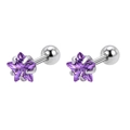 Boucles d'oreilles étoile en acier inoxydable violet avec fermoir à vis et zircone - 3mm Étoile Zircone Violette (Paire)