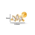 Titanium piercing jewelry featuring a gold finish with marquise zircons measuring 5x9.5mm - Style 4 (T2505-4#) / Gold