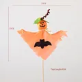 Halloween pumpkin flying witch decorative stake with bat pattern cape, 45cm total length - A122 Pumpkin