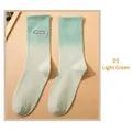 Mid-calf cotton socks in light green gradient finish with AURORA embroidery and ribbed cuffs - One Size / 05 Light Green Gradient