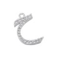 Macro shot of silver Arabic Haa letter pendant with shimmering cubic zirconia settings - White Gold 16