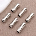 Perline distanziatrici a tubo stile bambù argento in finitura 18k per gioielli - Perla d'Osso (T587) / 3.5x9mm / Oro Bianco