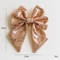 Sparkling champagne gold sequin bow Christmas tree ornament decoration 28x20cm - Large Champagne