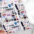 Vintage newspaper style adhesive nail stickers with retro English collage and motifs - TS-662 Pop Paris