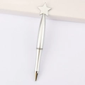Silver metal ballpoint pen with a star-shaped topper and elegant streamlined design - Pentagram / Silver