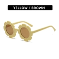 Kids flower-shaped sunglasses featuring yellow frame and brown lenses for UV protection - Matte Yellow Frame Brown Lens