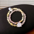 Detail of natural rutilated quartz and strawberry crystal bracelets with fox pendant - 2# Strawberry Quartz Rutilated Quartz Agate