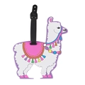 Cute white alpaca luggage tag with pink saddle and black silicone strap accessory - 5-Alpaca