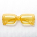 Translucent yellow rectangular jelly sunglasses in resin for a trendy retro look - Jelly Yellow Frame Yellow Lens