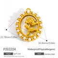 18K gold plated stainless steel rose pendant with pearl frame and size details - Pearl Rose Oval Pendant PJ93204