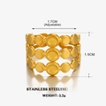 Minimalistischer vergoldeter Edelstahlring mit offenem Design und drei runden Scheiben - Gold