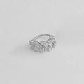 Detailed view of silver leaf-shaped ear stud featuring micro-set zircon on polished steel - Silver Leaf Shape Hoop