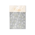 Golden and white bamboo leaf nail art stickers featuring elegant botanical branch designs - TO5341-Gold White Leaves (Metallic)