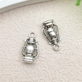 Silver vintage kerosene lamp charms for DIY jewelry making in polished alloy metal - Vintage Camping Lantern