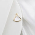 18k gold plated fan-shaped charm featuring white mother of pearl inlay and zircon - Fan Shape 16mm