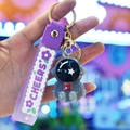 Astronaut keychain with grey spacesuit figure and purple Cheers silicone strap - Light-up Astronaut [Grey]
