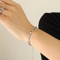 Set minimalista con bracciale e anello geometrico in argento in acciaio inox lucido - Bracciale Argento