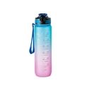 Gradient blue and pink plastic sports bottle with time markers and straw 1000ml - 1000ml / Blue