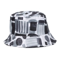 Outdoor Fischerhut mit schwarz-weißem abstraktem Geometrie-Druck auf weißem Grund - M (56-58cm) / Schwarz Weiß Grau Geometrisches Muster (A)